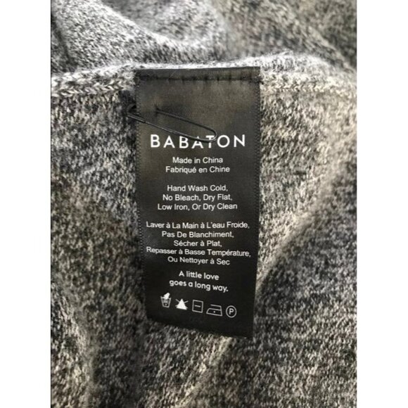 Aritzia BABATON Erin Sweater Size Medium Heather Gray Black Wool Blend V-Neck - Picture 8 of 9